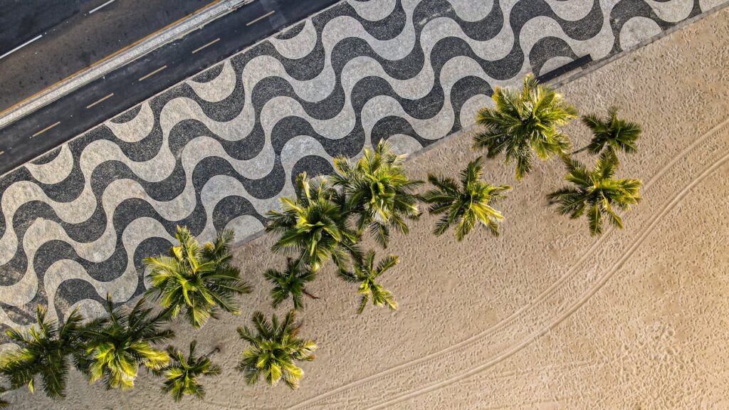 Imagem aérea do Calçadão de Copacabana